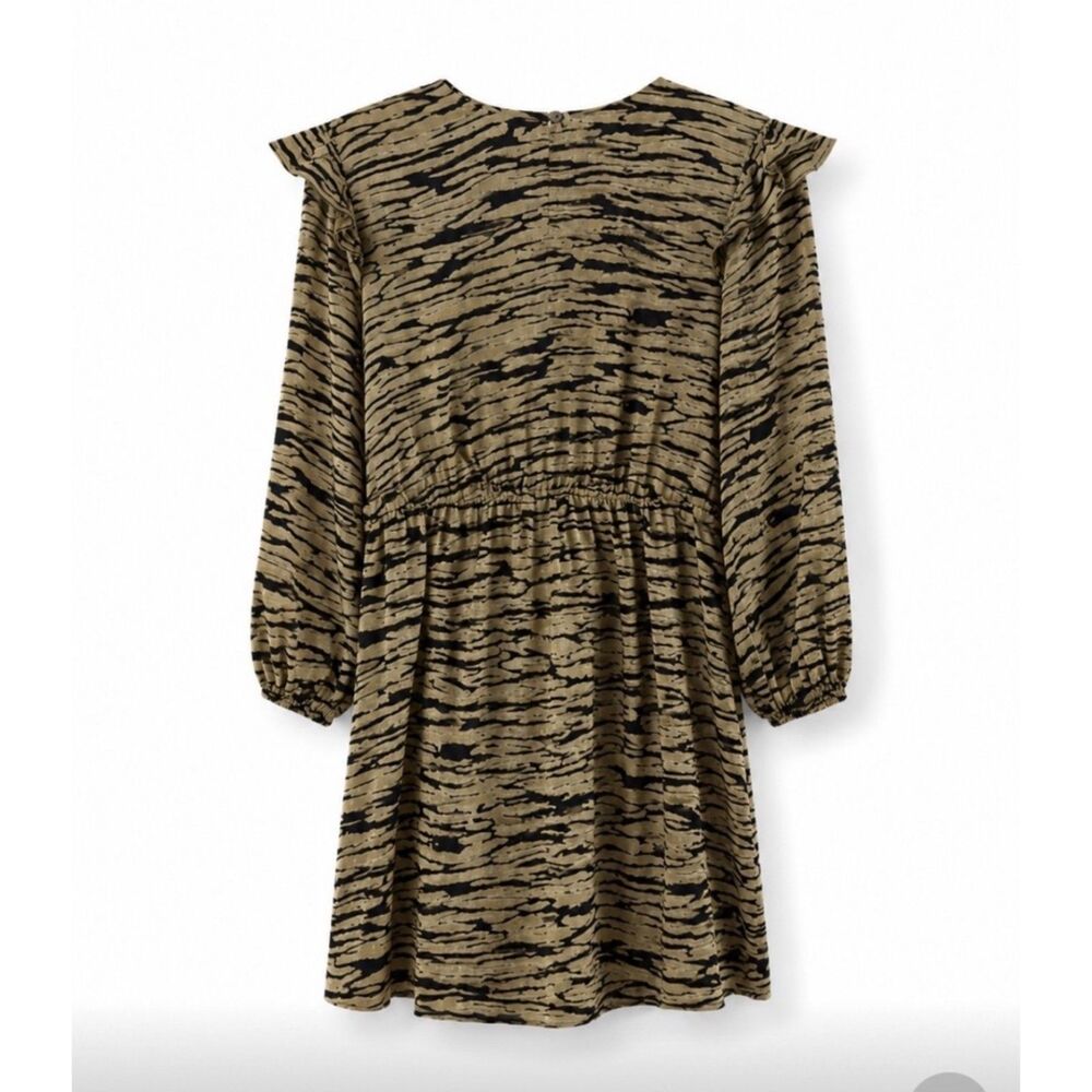NWT Rails Ora Canyon Zebra Mini Dress Ruffle Long Sleeve Drawstring Waist S